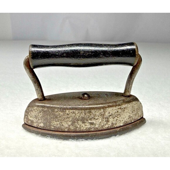 Unbranded Other - Small Sad Iron Black Wood Handle Miniature Flat Iron Primitive Decor Antique